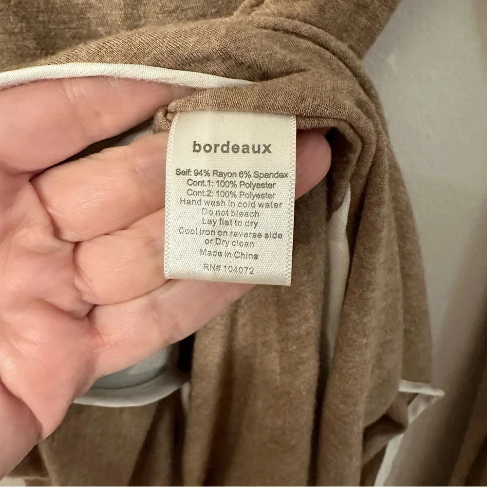 Anthropologie Bordeaux Women's Long Sleeve Brown & White Sweater Top Size M GUC - Picture 3 of 8